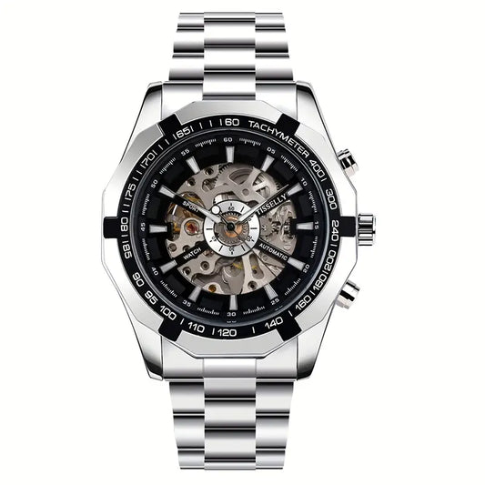 A Luxurious New Men's Brand Automatic Mechanical Watch With A Stainless Steel Strap