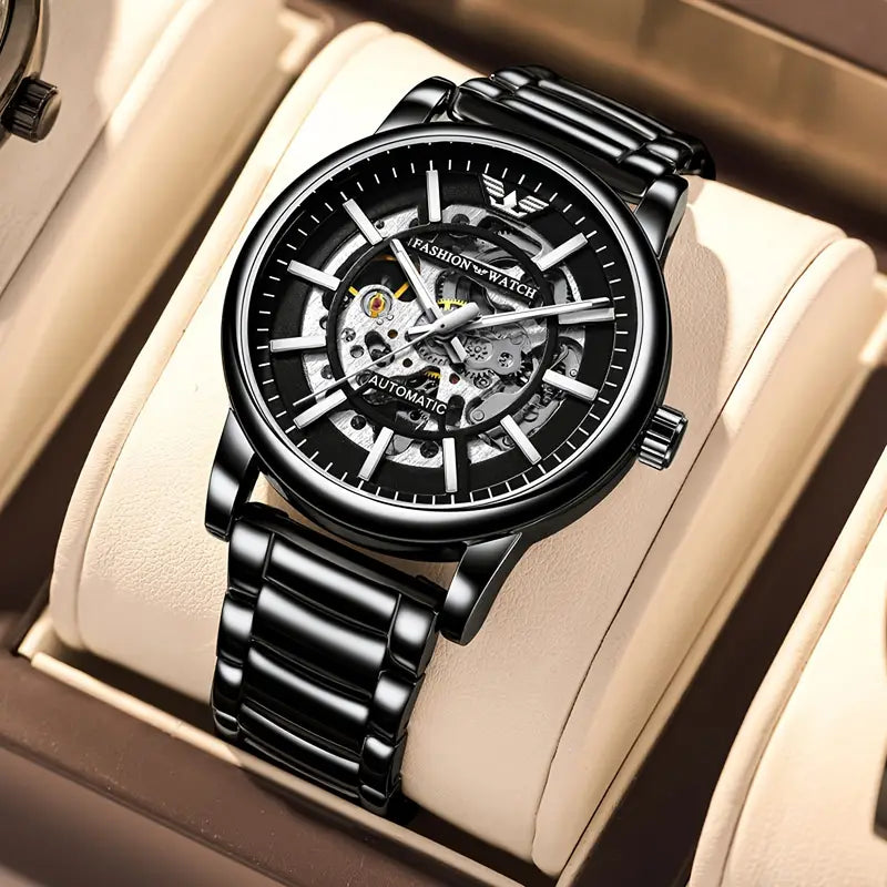 A Luxurious New Men's Brand Automatic Mechanical Watch With A Stainless Steel Strap